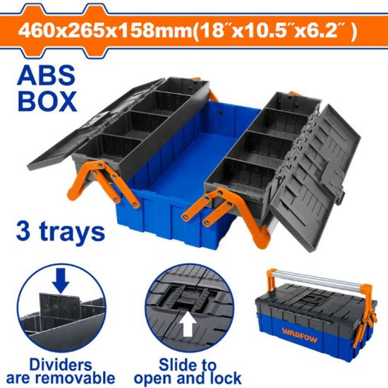 30 kg (18x10.5x6.2)" ABS+PA شنطة عدة ثلاث طبقات بلاستك مقوى - Pcs - Plastic tool box(3 trays)