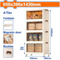 (650x390x1430)mm خزانة قابلة للطي بأربع طبقات - Pcs - 4-tier foldable cabinet