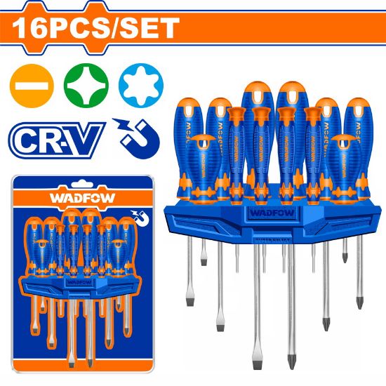 16 Pcs  CR-V   طقم مفكات كوتشوك  - Box (5 pcs) - 16 Pcs Screwdriver set