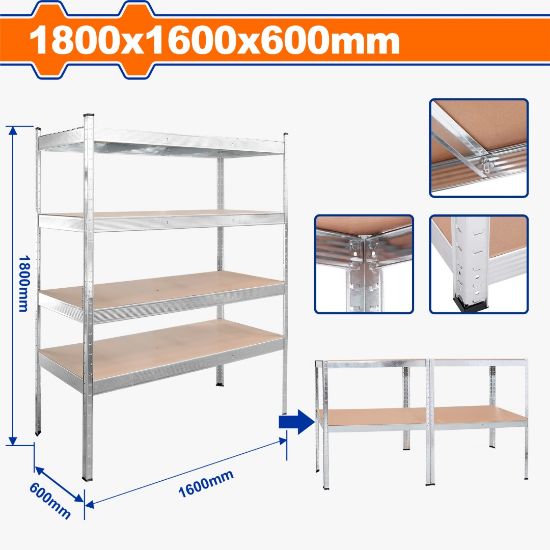 W1800mm x D400mm x H1800mm   ستاد خمس رفوف - Pcs - 4-Tier adjustable storage shelves