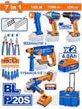 20V 7 IN 1 مجموعة مقادح+صاروخ+انتريك+شنطة تلسكوبيك+اكسسوار - Pcs - Voltage:20V