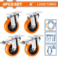 Load:130kg PP+PVC 4"  طقم ولايب قاعدة حديد متحركة 2 بفرام 2 ثابت - Pcs - 4 Pcs Caster wheel set