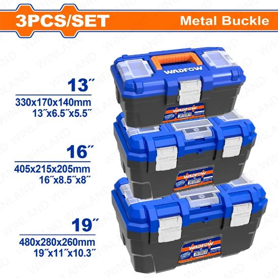 13" +16"+19"   طقم شنط عدة - CTN (4 pcs) - 3 Pcs Plastic tool boxes set 13"+16"+19"