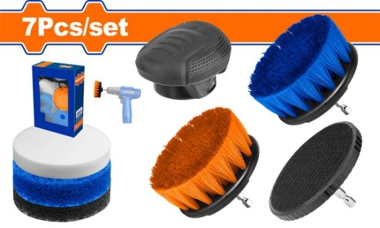 7Pcs  طقم فراشي تنظيف مشكل مع لبادة ومسكة - Box (4 pcs) -
