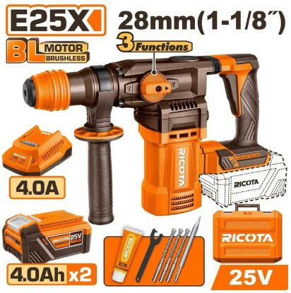 25V 2Batt 4Ah+Box 28mm BL SDS Plus كومبرسور برم وتكسير بطارية - Pcs