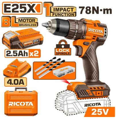 25V 2Batt 4Ah+Box 78N.m 13mm مقدح بطارية رجراج راس معدني - Pcs
