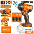 25V 2Batt 4Ah+Box 600N.m فرد شد عزق بطارية - Pcs