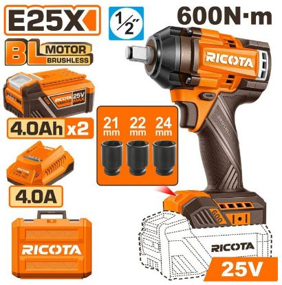 25V 2Batt 4Ah+Box 600N.m فرد شد عزق بطارية - Pcs