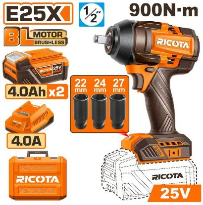 25V 2Batt 4Ah+Box 900N.m فرد شد عزق بطارية - Pcs