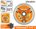 185x20mm TCT 52T 1.2mm ديسك قص للخشب والألومنيوم والمعادن فائقة الرقة - Pcs
