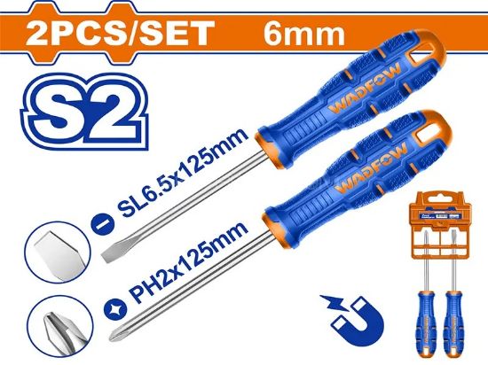 2Pcs S2 6mm  طقم مفكات كوتشوك  - Box (10 pcs) - 2pcs screwdriver set