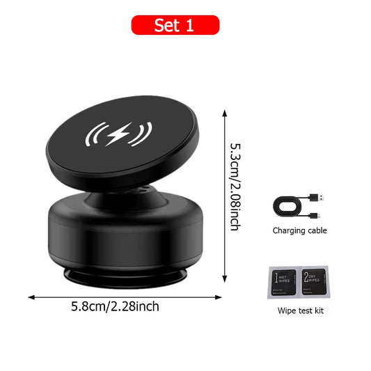 X9C Car Magnetic Vacuum Phone Holder 360° Swivel Wireless Charging Bracket Dashboard Support GPS in Car for Iphone 14 15 Samsung