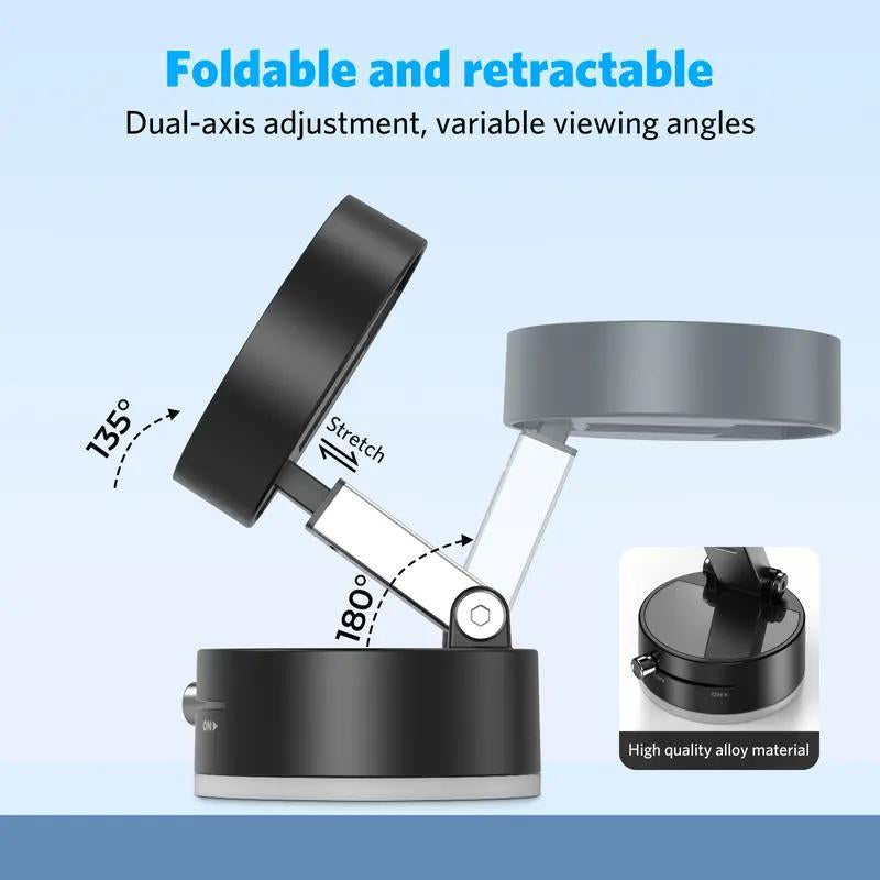 Lionorth Magnetic Phone Holder Stand, Adjustable & Foldable, Strong Suction Cup, Vacuum Adsorption, Portable Multifunctional Mobile Phone Stand for Car & Multi-Scene Use Vacuum Magnetic